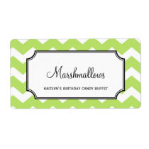 Yummy chevron green custom candy buffet jar bulk labels