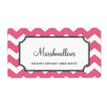 Yummy chevron pink custom candy buffet jar bulk labels