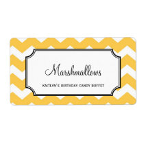 Yummy chevron yellow custom candy buffet jar bulk labels