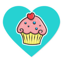 Yummy Cupcakes Heart Stickers