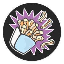 yummy french fries round sticker