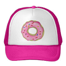 Yummy Pink Doughnut with Icing and Sprinkles Trucker Hats