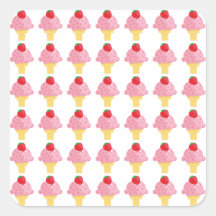 Yummy Strawberry Ice Cream Cone Stickers