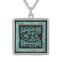Z Initial Monogram "Masselle Blue" Necklace