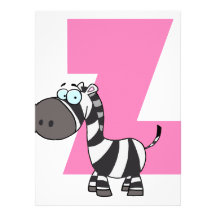 z is for zebra cartoon for kids invites