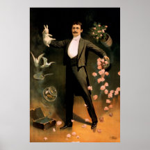 Zan Zig performing with rabbit and roses Posters