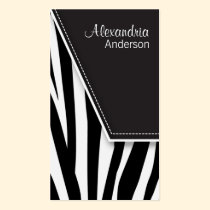 Zany Hip Zebra Print Business Cards (black) business cards