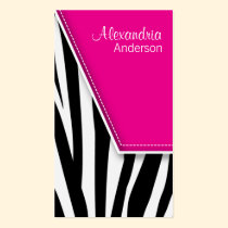 Zany Hip Zebra Print Business Cards (fuschia) business cards