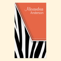 Zany Hip Zebra Print Business Cards (melon) business cards