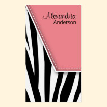 Zany Hip Zebra Print Business Cards (pink) business cards