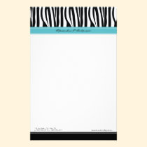 Zany Zebra Aqua Customized Designer Stationery stationery
