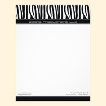 Zany Zebra Black Customized Designer Letterhead letterhead