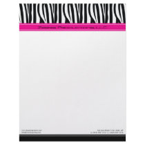 Zany Zebra Hot Pink Customized Designer Letterhead