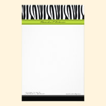 Zany Zebra Lime Customized Designer Stationery stationery