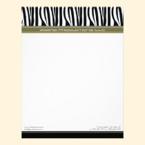 Zany Zebra Olive Customized Designer Letterhead letterhead