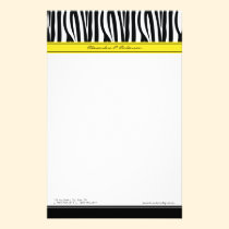 Zany Zebra Yellow Customized Designer Stationery stationery