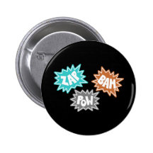 ZAP BAM POW Comic Sound FX - Orange Pins