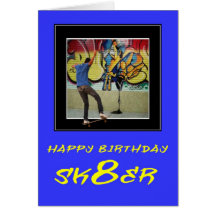 ZAZ254 Happy Birthday Sk8er Greeting Card