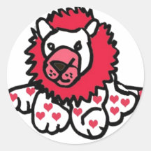 ZC- Hearts Lion Round Sticker