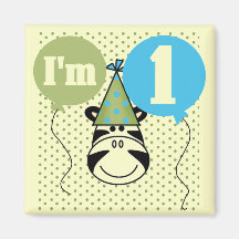 Zebra 1st Birthday Tshirts and Gifts Magnet