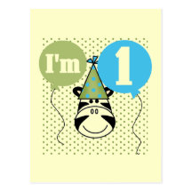 Zebra 1st Birthday Tshirts and Gifts Postcard