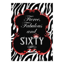 Zebra 60 and Fabulous Bling Birthday Invitation