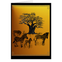 Zebra and Baobab Tree Card