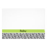 Zebra and green flat stationery (#FLAT 008) Invitation