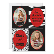 Zebra and Leopard Print Photo Graduation Invite