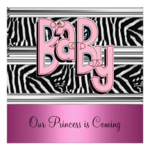 Zebra and Pink Baby Shower Invitation