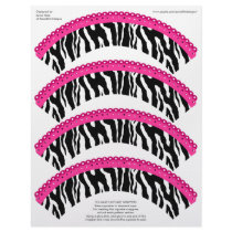Zebra and Pink Lace Glossy Cupcake Wrappers