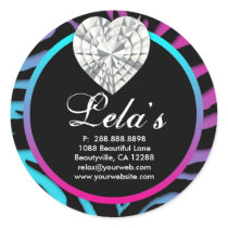 Zebra animal jewels beauty salon spa pink blue