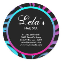 Zebra animal print beauty salon spa pink blue