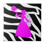 Zebra Animal Print Wedding Bride Tile