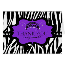 Zebra Bachelorette Tiara Thank You Card