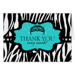 Zebra Bachelorette Tiara Thank You Greeting Cards