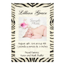 Zebra Birth Announcements