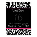 zebra; birthday invitation post cards