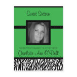 zebra; birthday invitation postcard