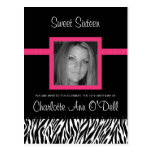 zebra; birthday invitation postcards