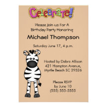 Zebra Birthday Party Invitation