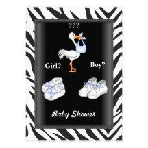Zebra Black White Baby Shower Party Personalized Invites