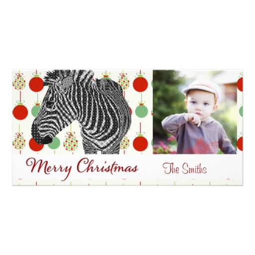 Zebra Christmas Balls  Photo Card