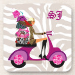 Zebra Coaster Black White Scooter Purse Girl BG