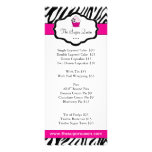 Zebra Cupcake Bakery Price List rack cards