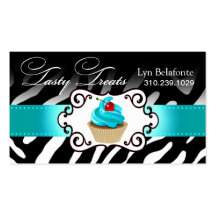 Zebra Cupcake Frame "Tasty Treats" aqua Business Card