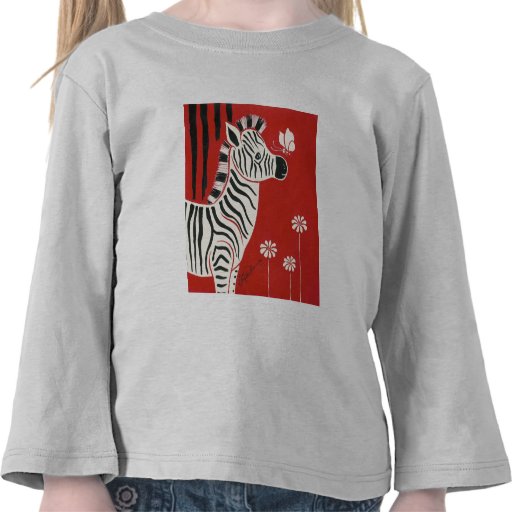 Zebra, Daisies & Butterfly Tee Shirt