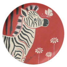 Zebra, Daisies & Butterlfy Dinner Plate