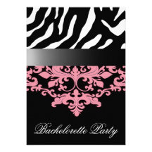 Zebra Damask Girl's Night Out Bachelorette Party Personalized Announcement