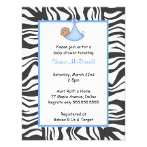 Zebra Frame Baby Boy Shower Invitation dark skin